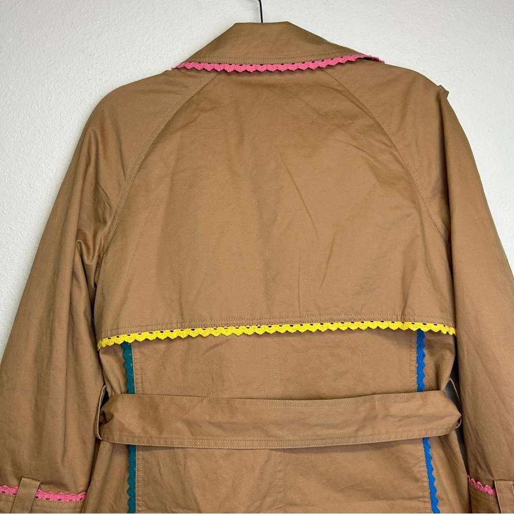 New With Tags! 7 For All Mankind Ribbon Trim Colorful Trimmed Trench Coat MED. - Picture 12 of 16